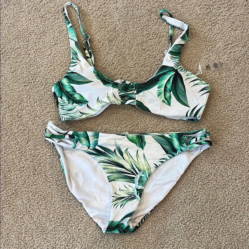 Tinibikini Tropical Leaf Print Bikini Set